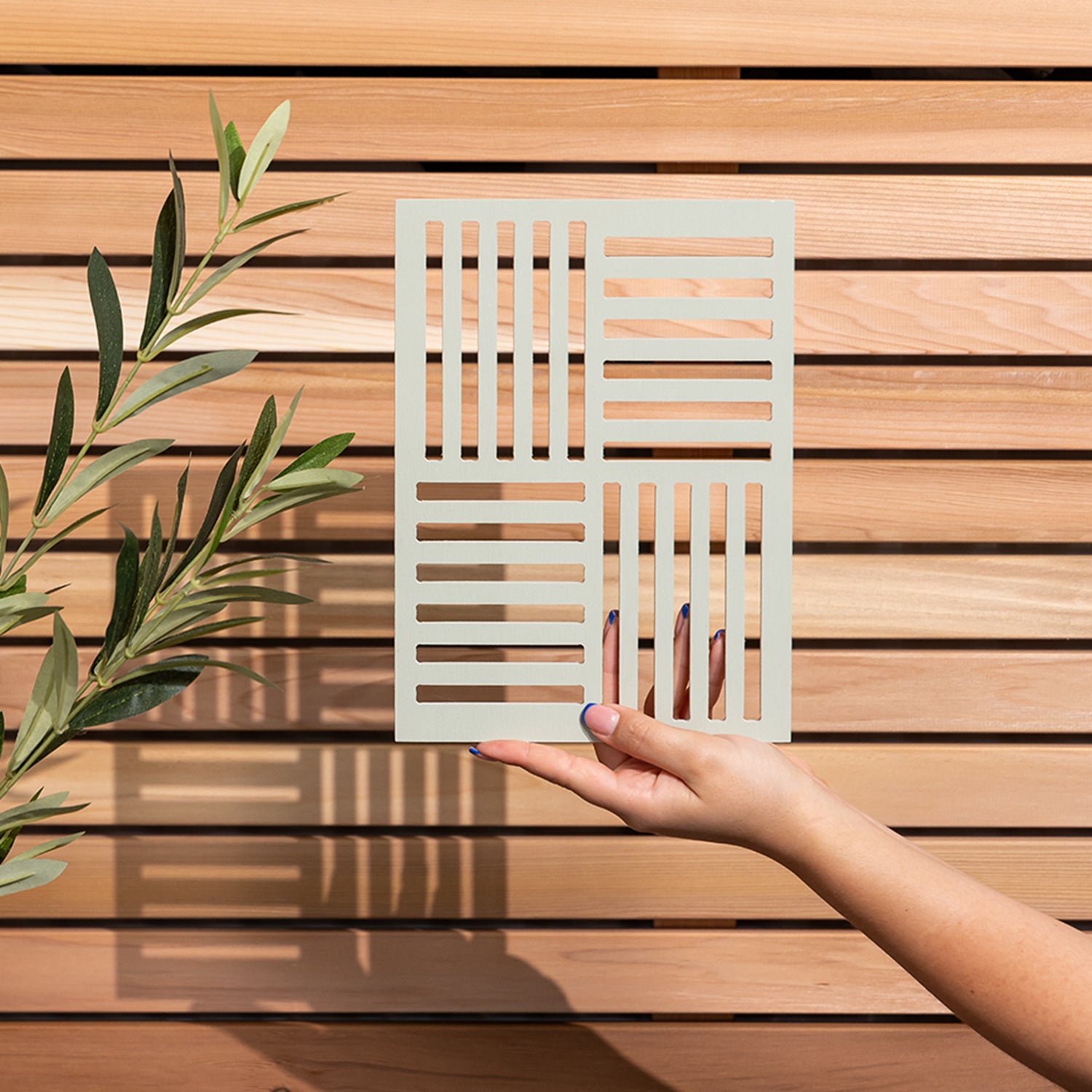 Green Cross Hatch Decorative Garden Screen Sample