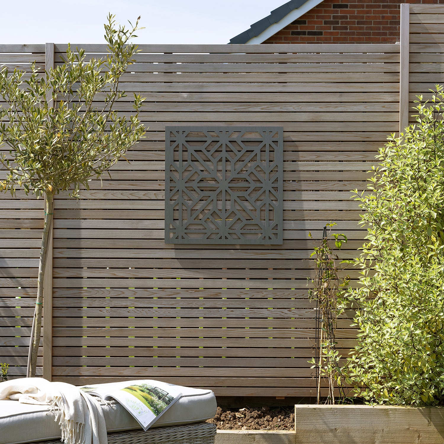 Grey Bahia Tile Decorative Garden Screen