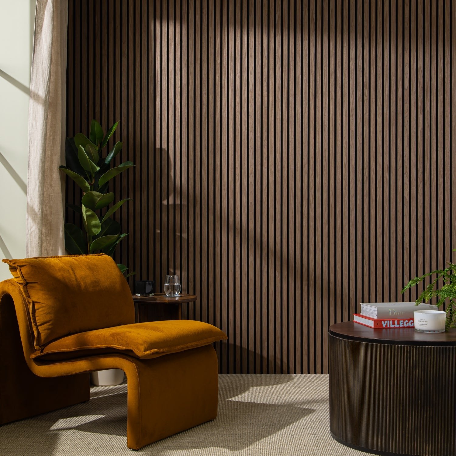 SlatWall Acoustic Dark Walnut Panel