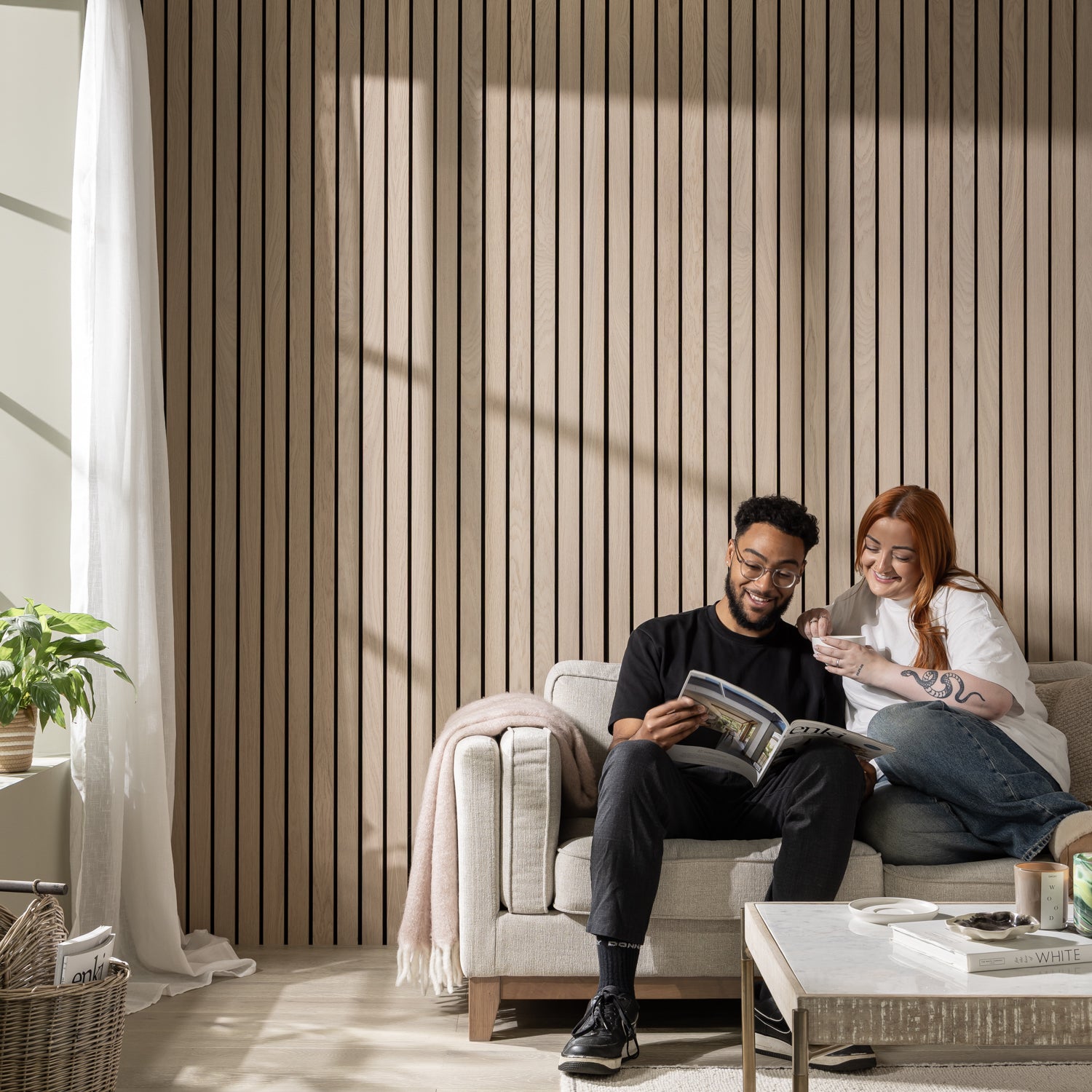 SlatWall Grand Acoustic Washed Oak Panel