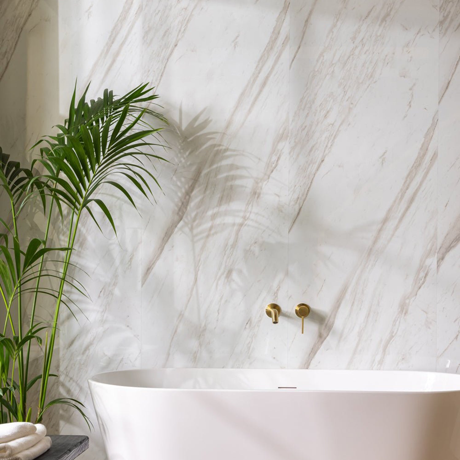 Elemence Calacatta Cream Marble Effect Shower Panel