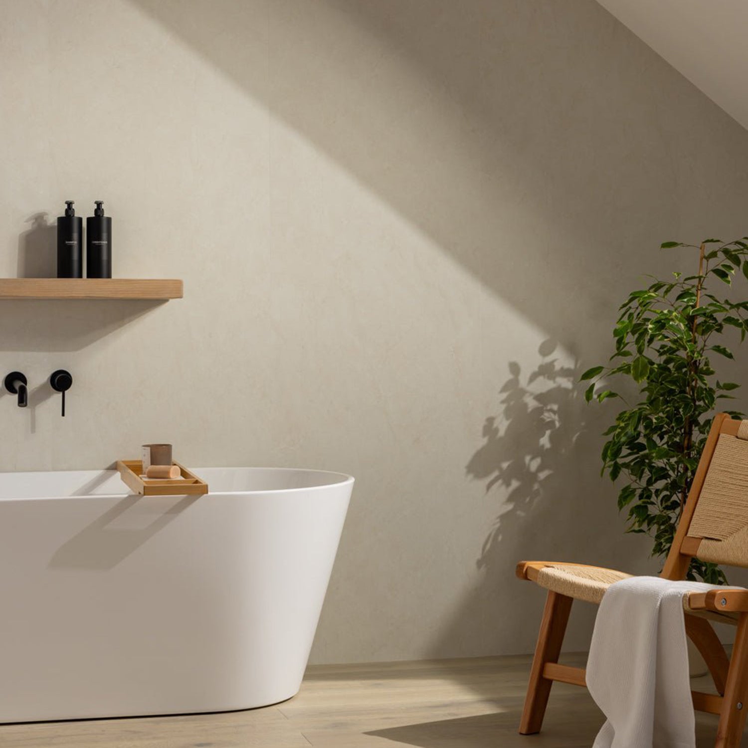 Elemence Chalk Beige Marble Effect Shower Panel