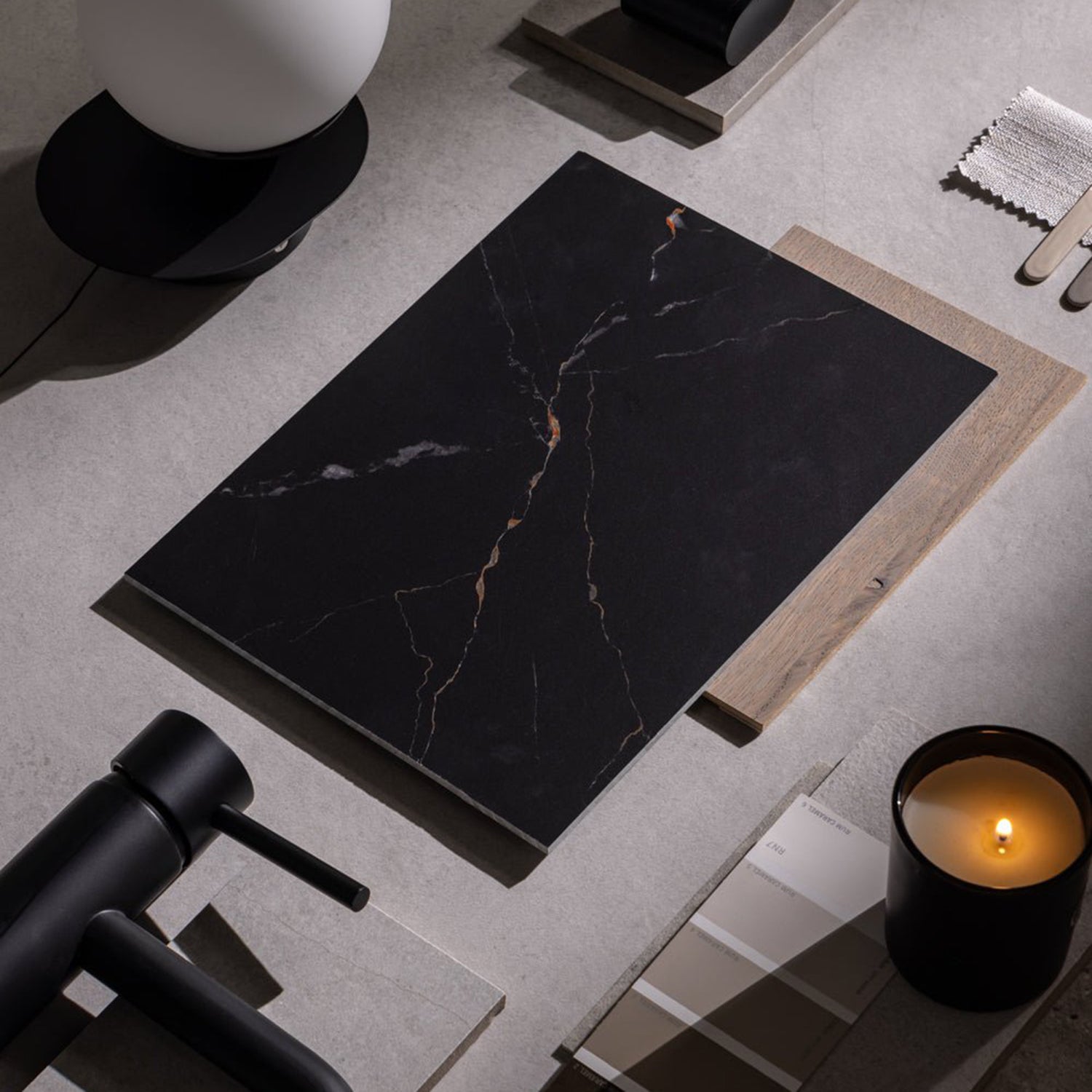 Elemence Marquina Black Marble Effect Sample