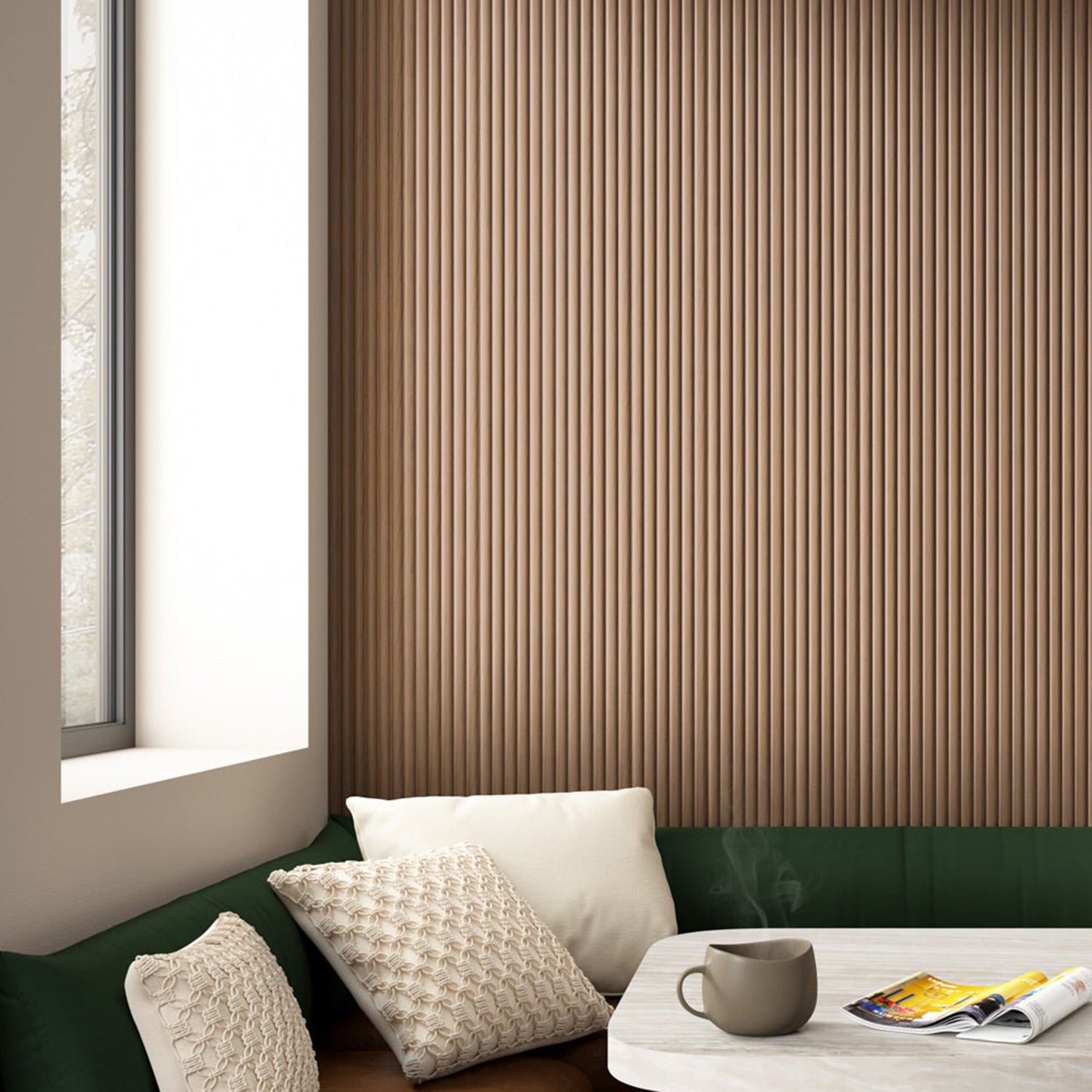 Reeded Waterproof Walnut Panel