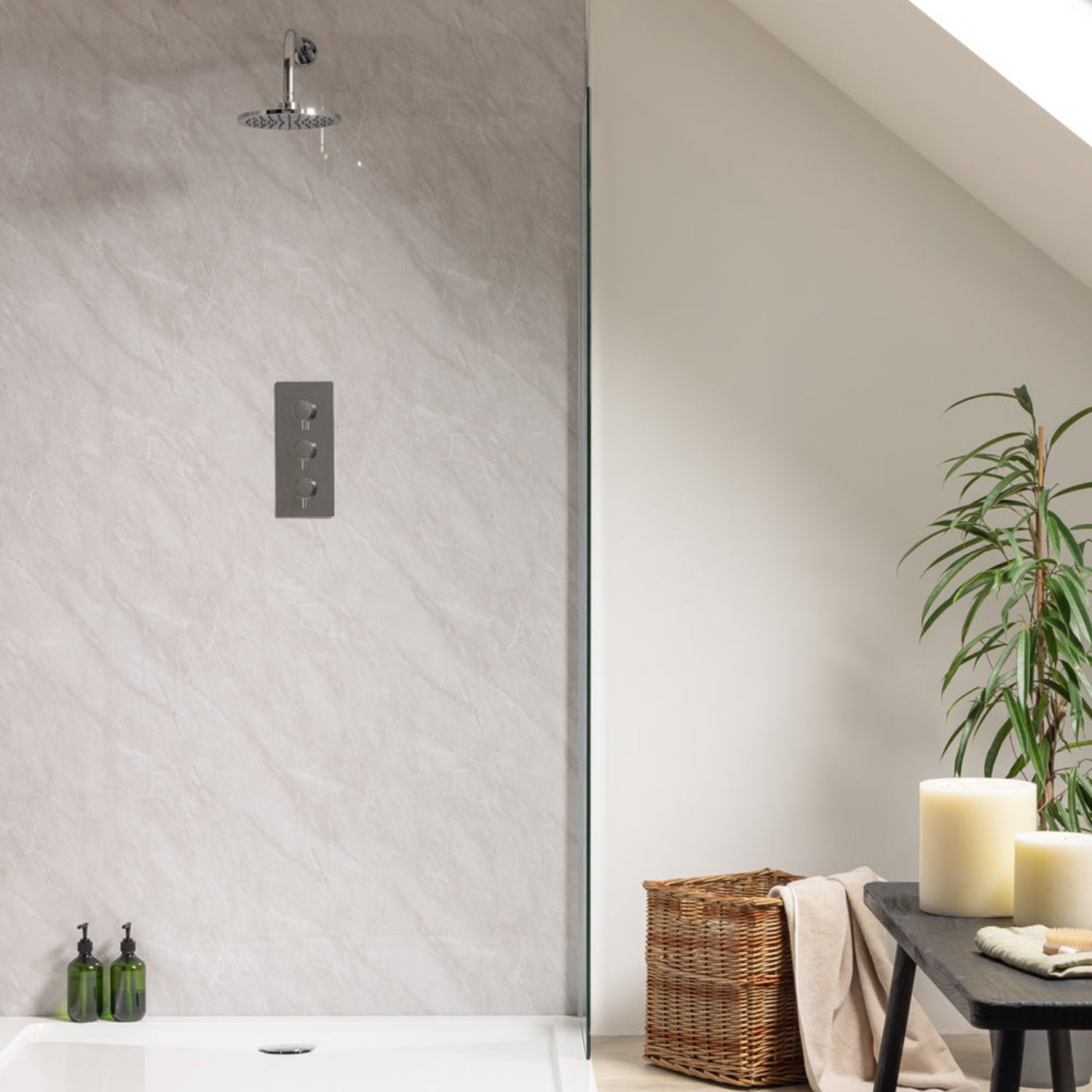 Sivara Dove Grey Marble Effect PVC Shower Panel