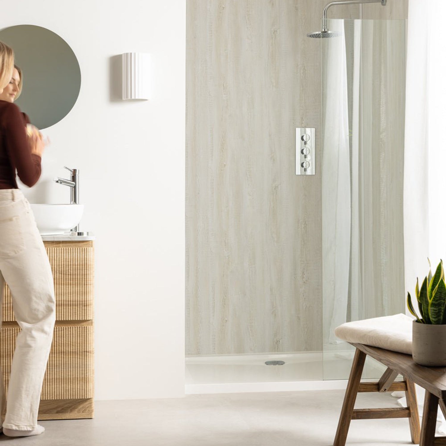 Sivara Silver Birch Wood Effect PVC Shower Panel