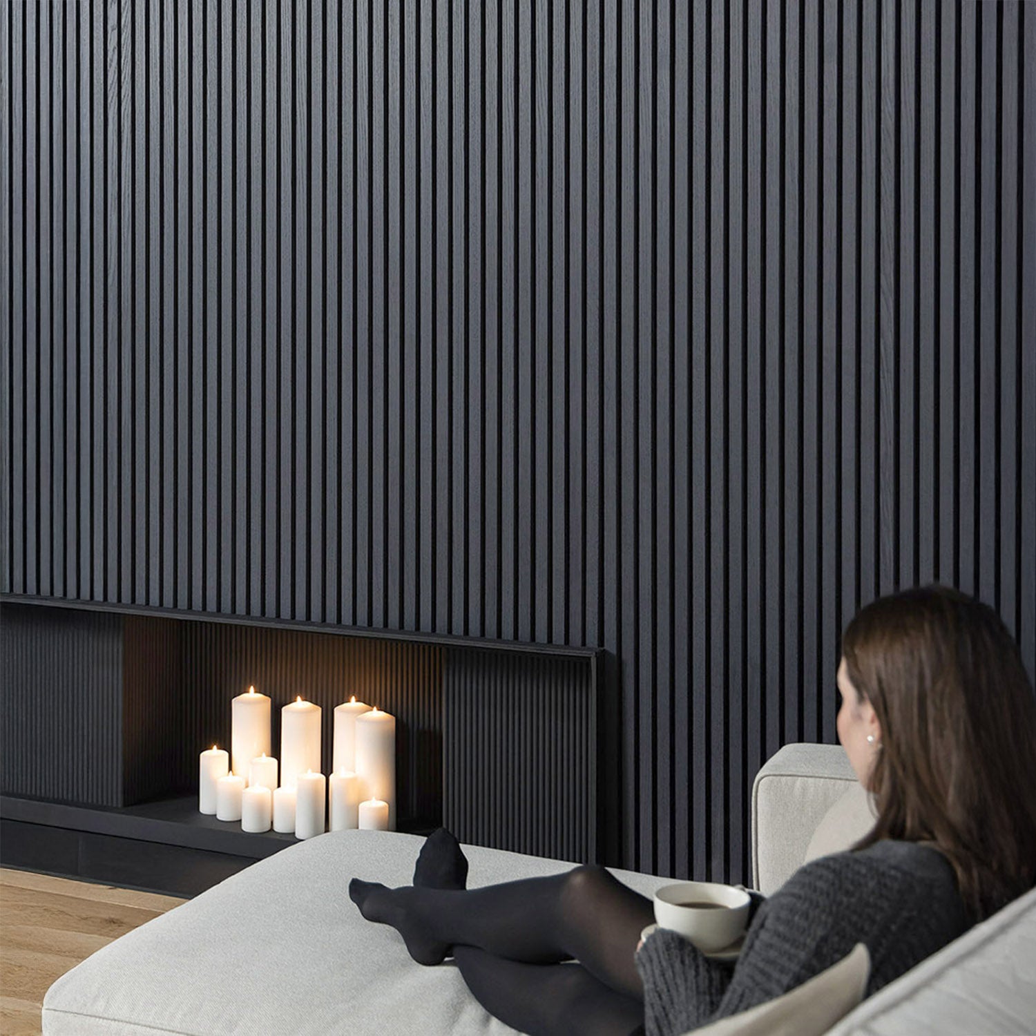 OUTLET - SlatWall Acoustic Charcoal Full Height Panel