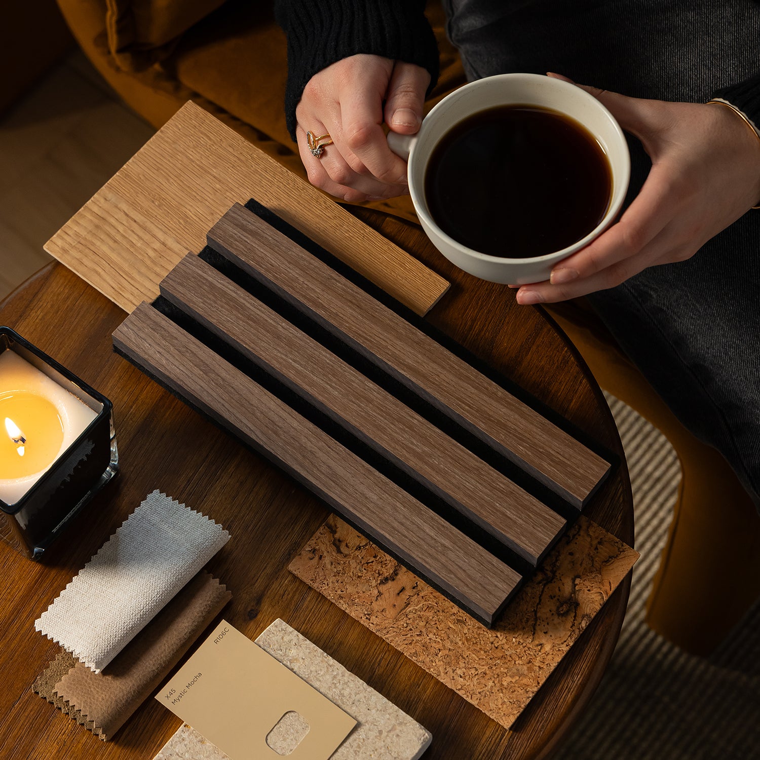 SlatWall Acoustic Deep Walnut Sample