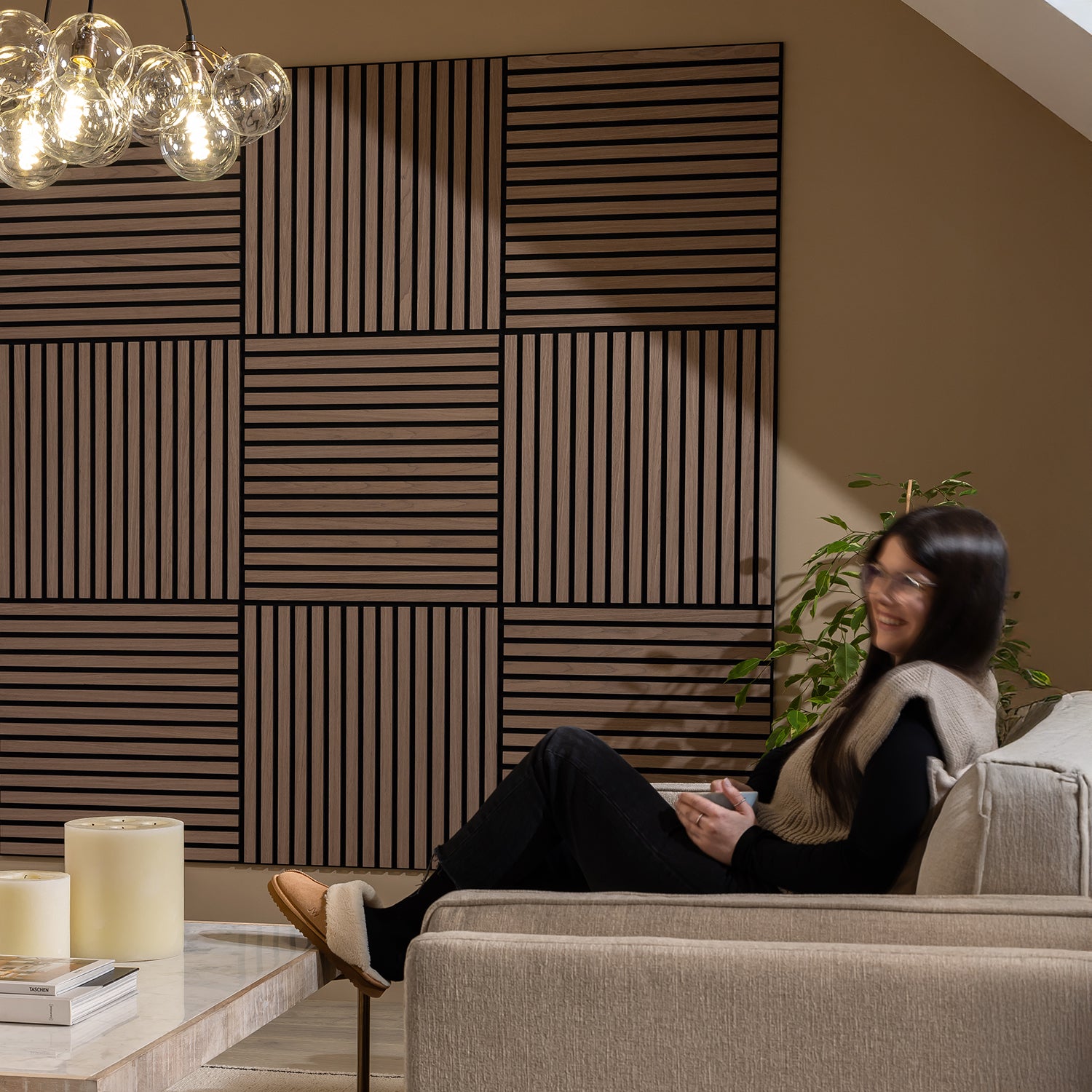 SlatWall Acoustic Mini Walnut Panel