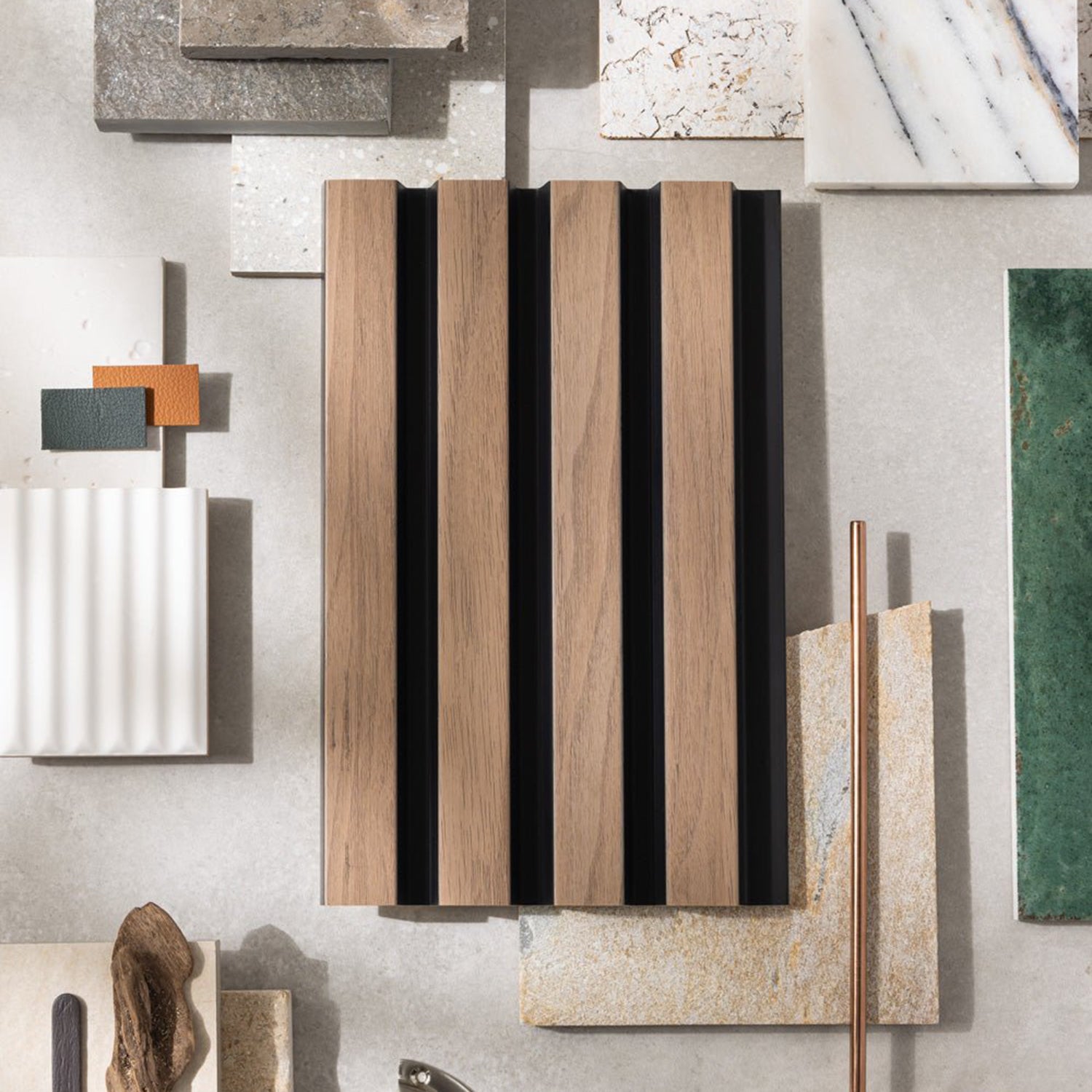 SlatWall Waterproof Walnut and Black Sample