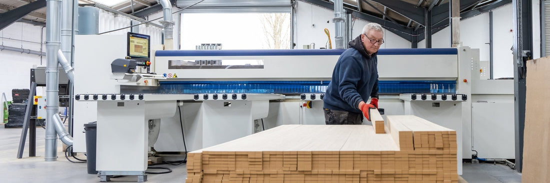 image of man in a wall panel factiory