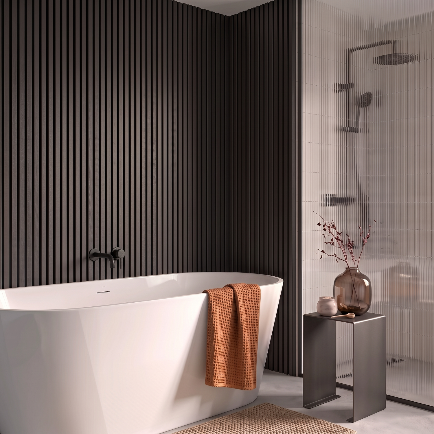 SlatWall Waterproof Charcoal Black Wall Panel