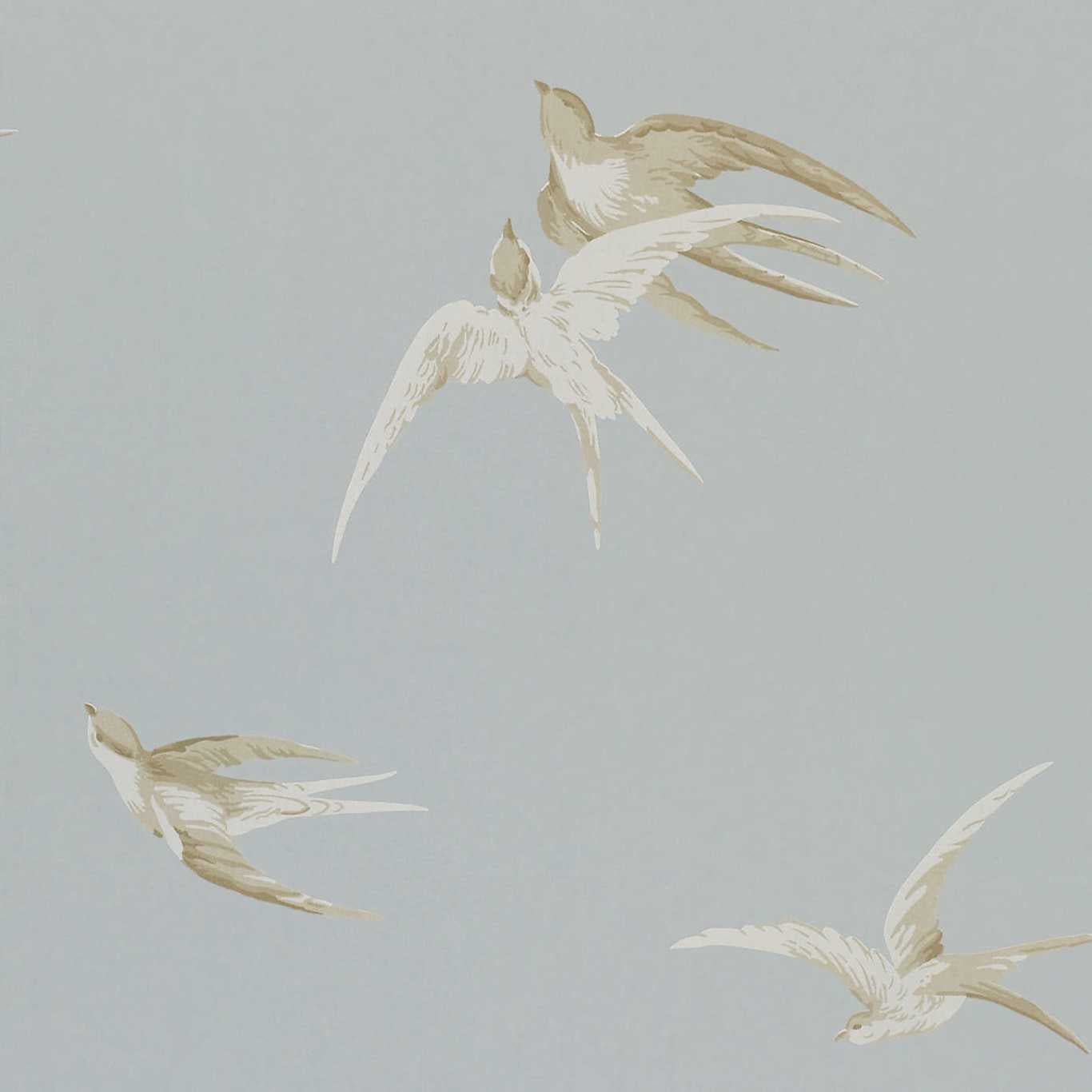 Sanderson Swallows Silver Wallpaper
