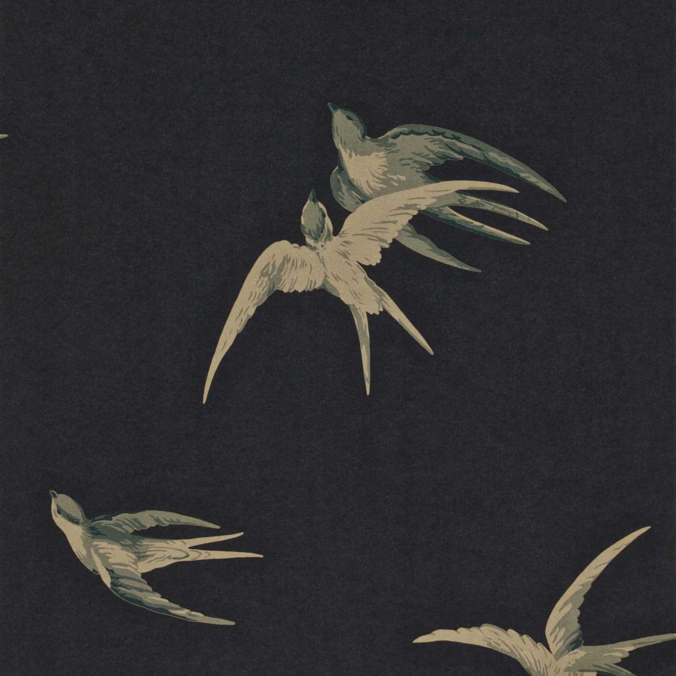 Sanderson Swallows Black Wallpaper