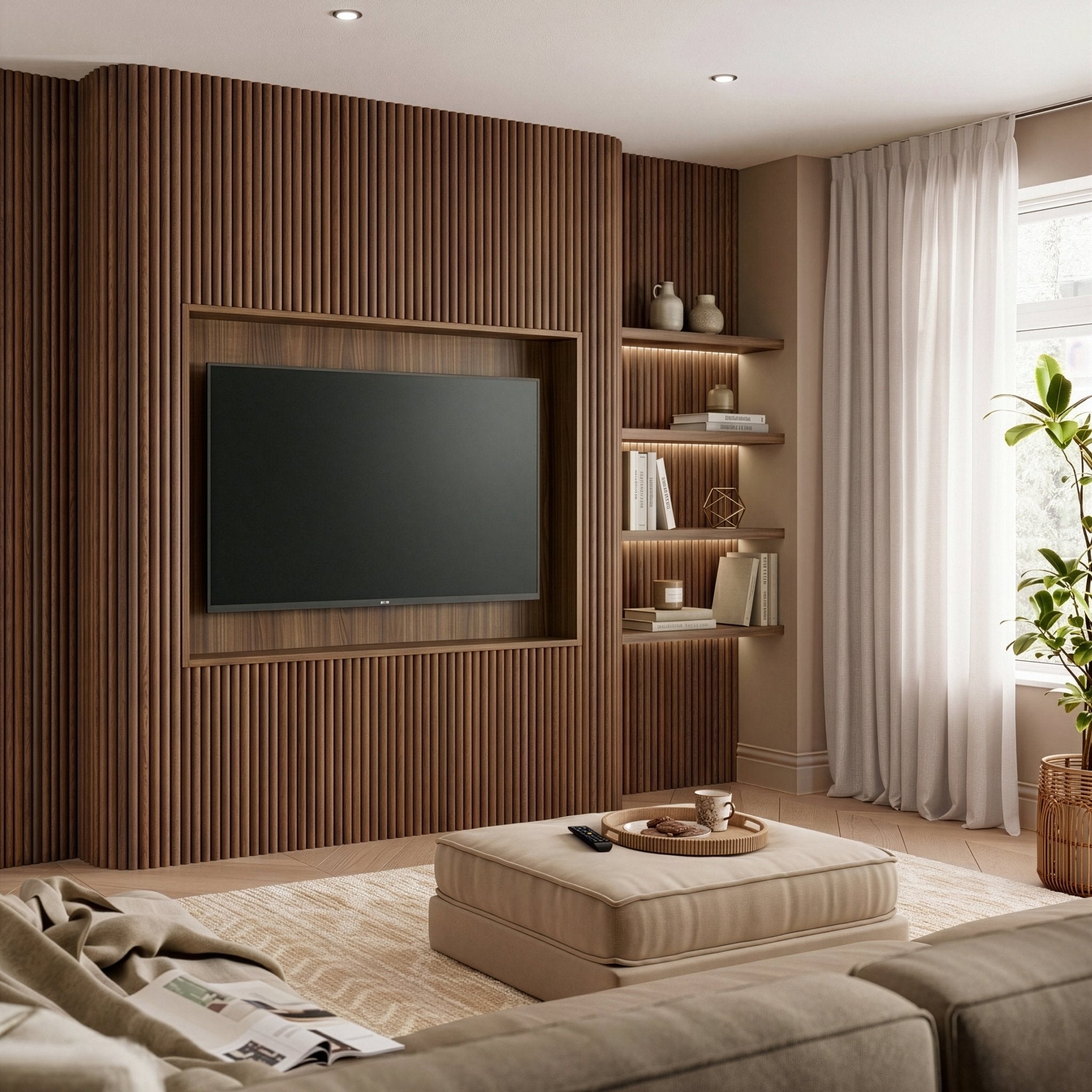 Walnut Reeded Panel Reeded Wall Panels - Naturewall