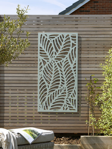image to show green tropic palm decorative garden screen 