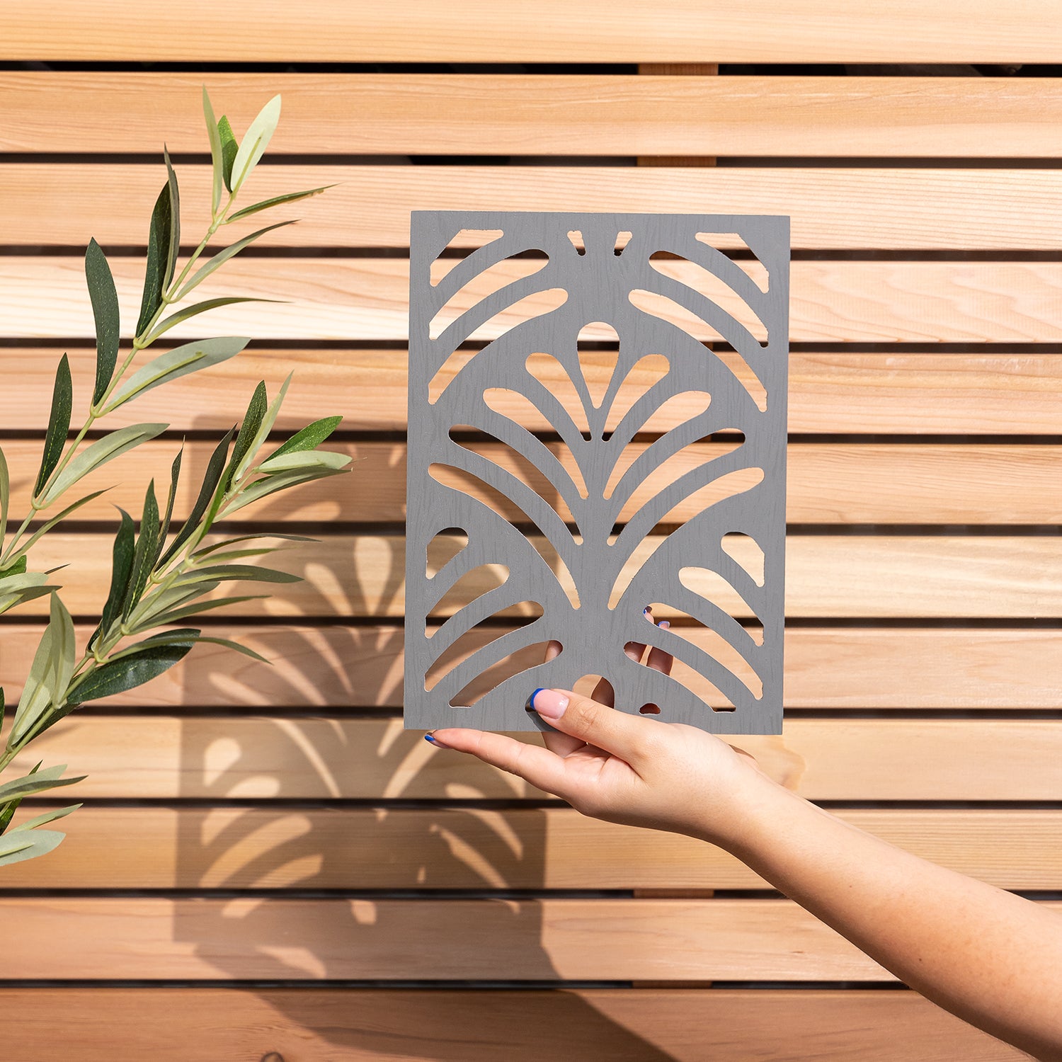 Grey Deco Shell Decorative Garden Screen Sample