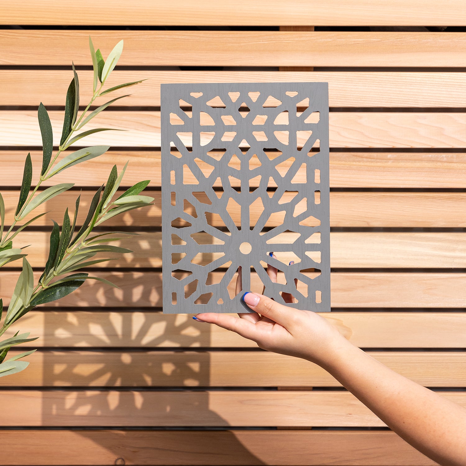 Grey Porto Tile Decorative Garden Screen Sample
