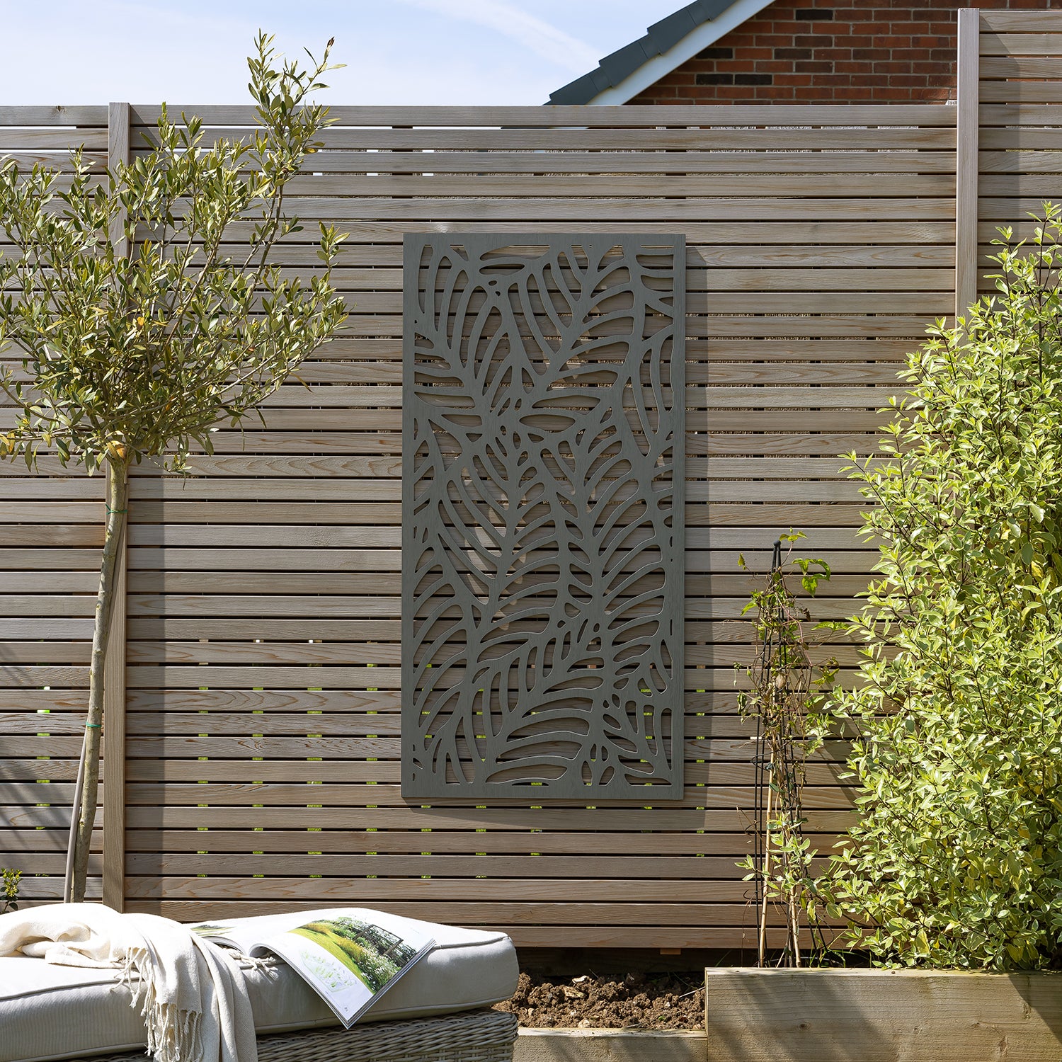 Grey Tropic Palm Decorative Garden Screen