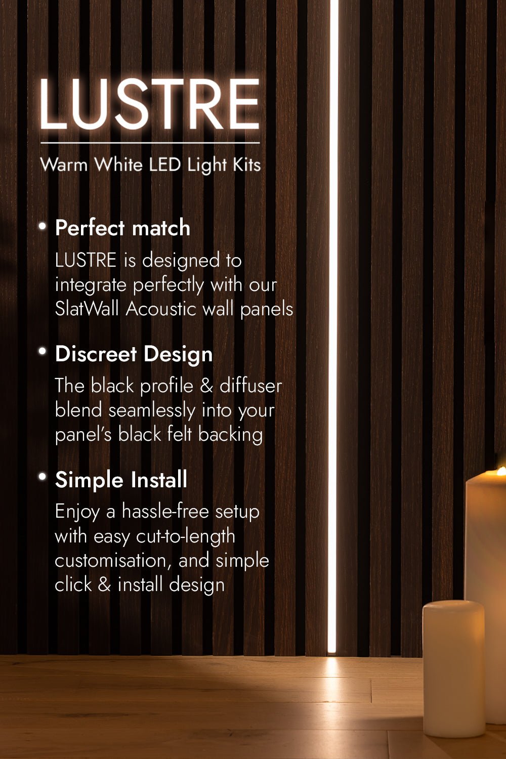 Slatwall Led Kit LUSTRE Warm White LED Light Kit | Naturewall SlatWall Accesories