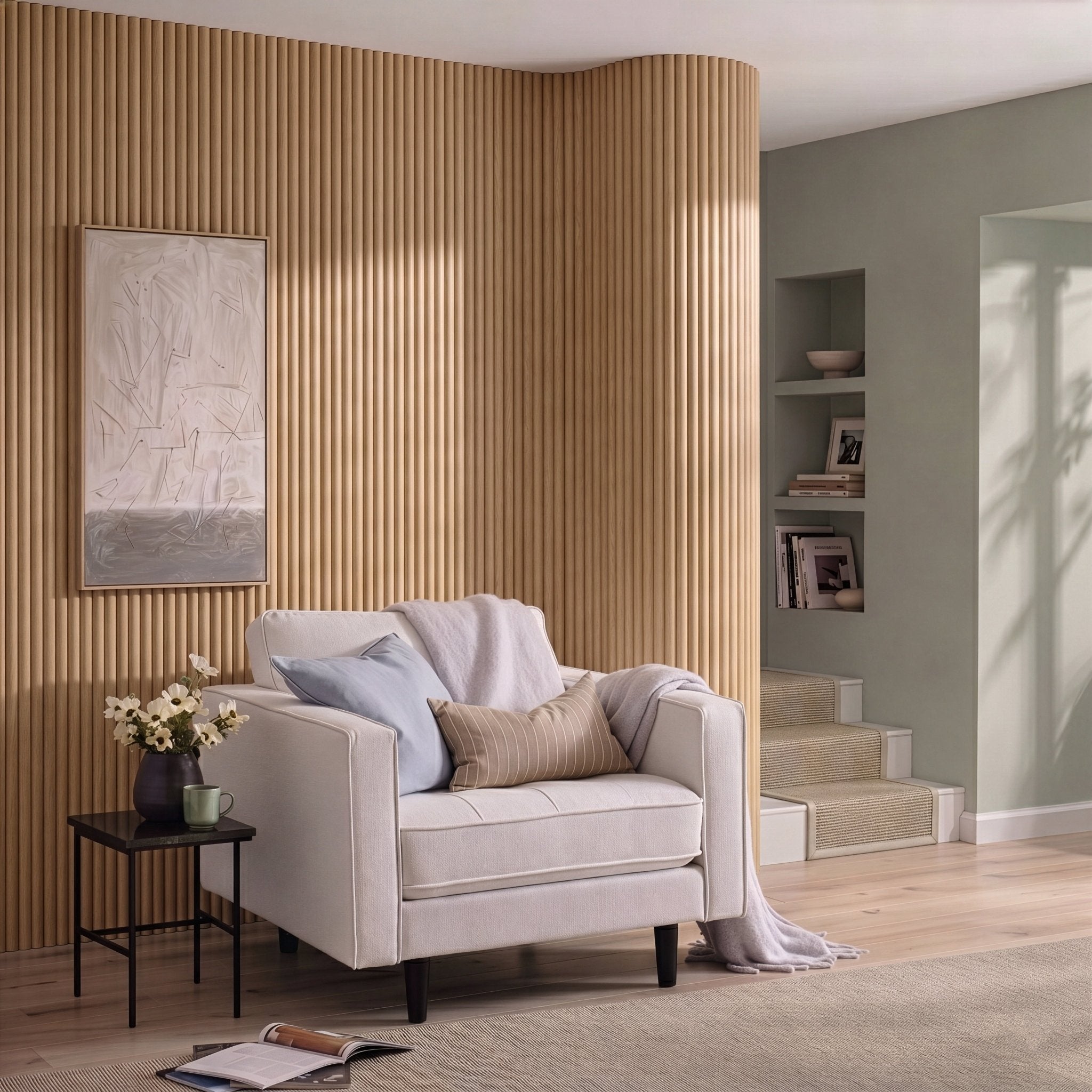 Arborelle Flex Light Oak Flexible Reeded Wood Effect Panel