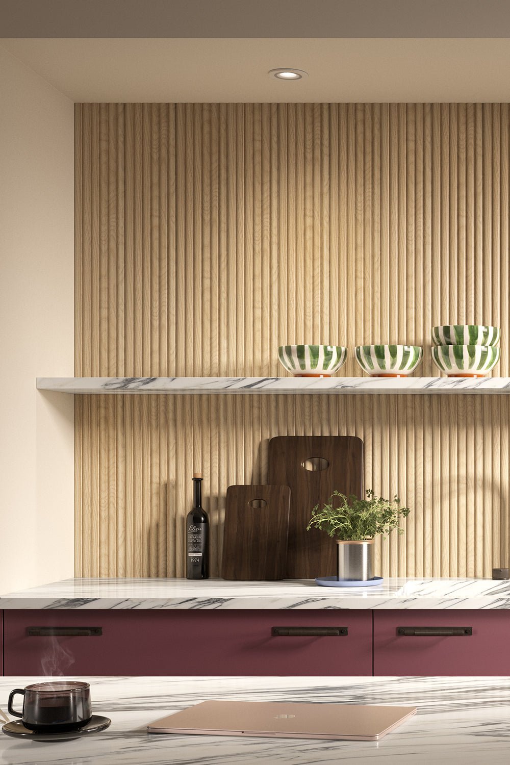 Reeded Fine Waterproof Natural Oak Panel | Naturewall