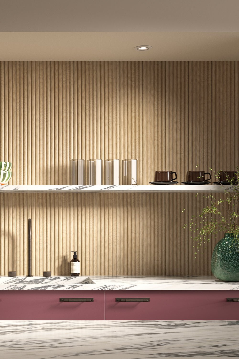 Reeded Fine Waterproof Natural Oak Panel | Naturewall