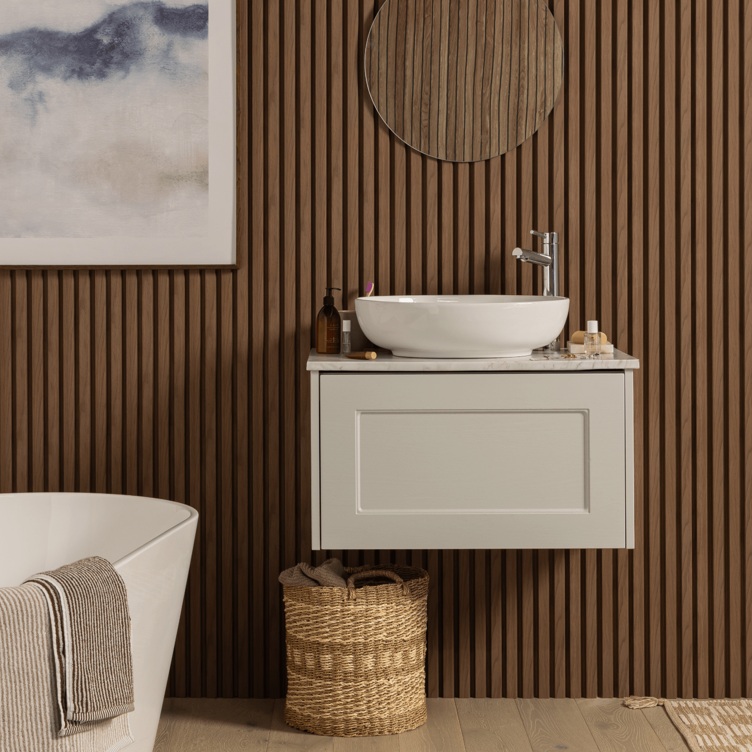 SlatWall Waterproof Walnut Wall Panel