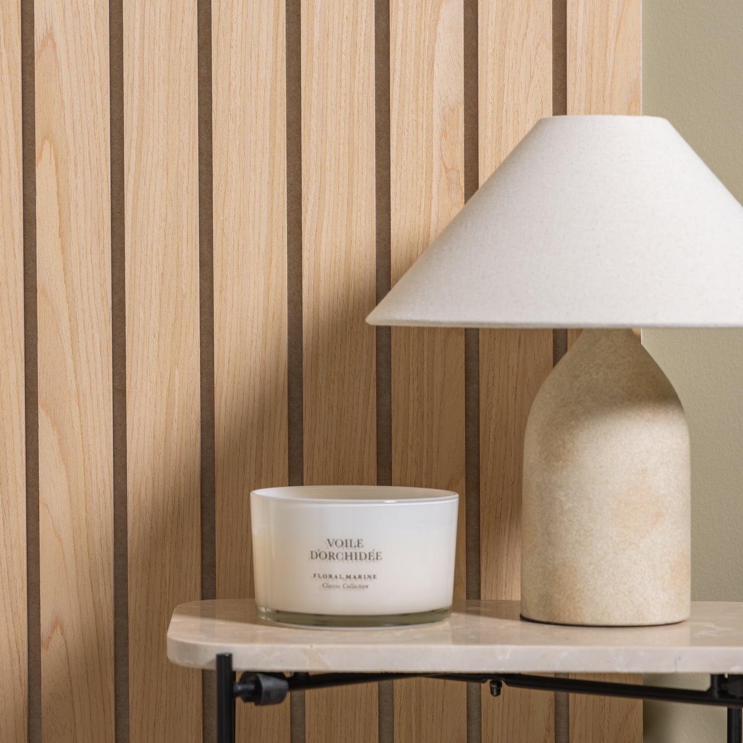SlatWall Acoustic Natural Oak Panel on Beige Felt | Naturewall