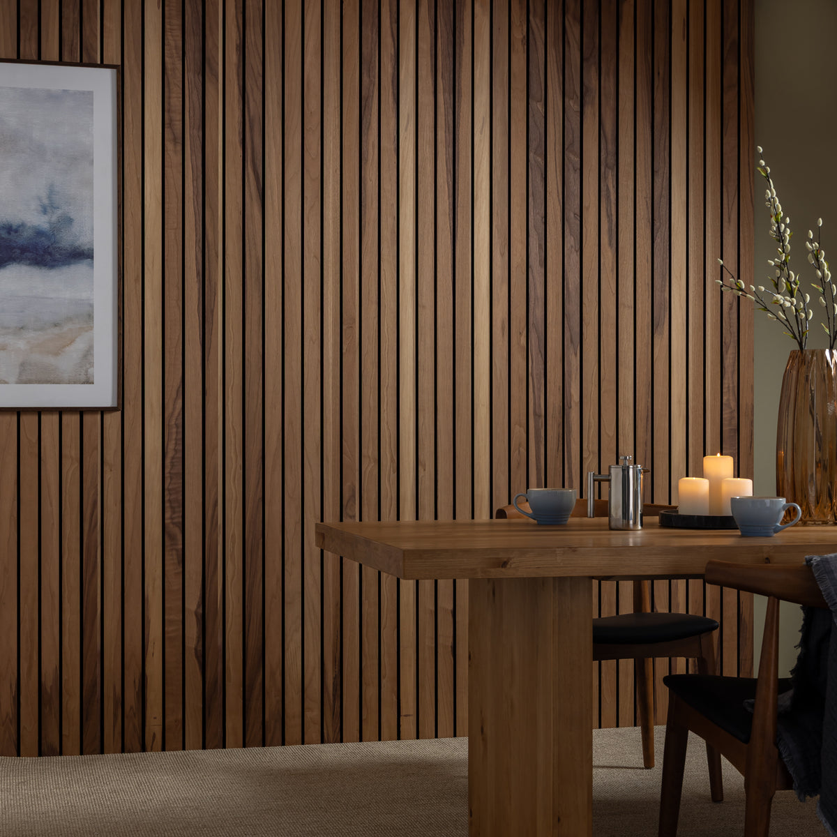 SlatWall Grand Acoustic Sappy Walnut Sample | Naturewall