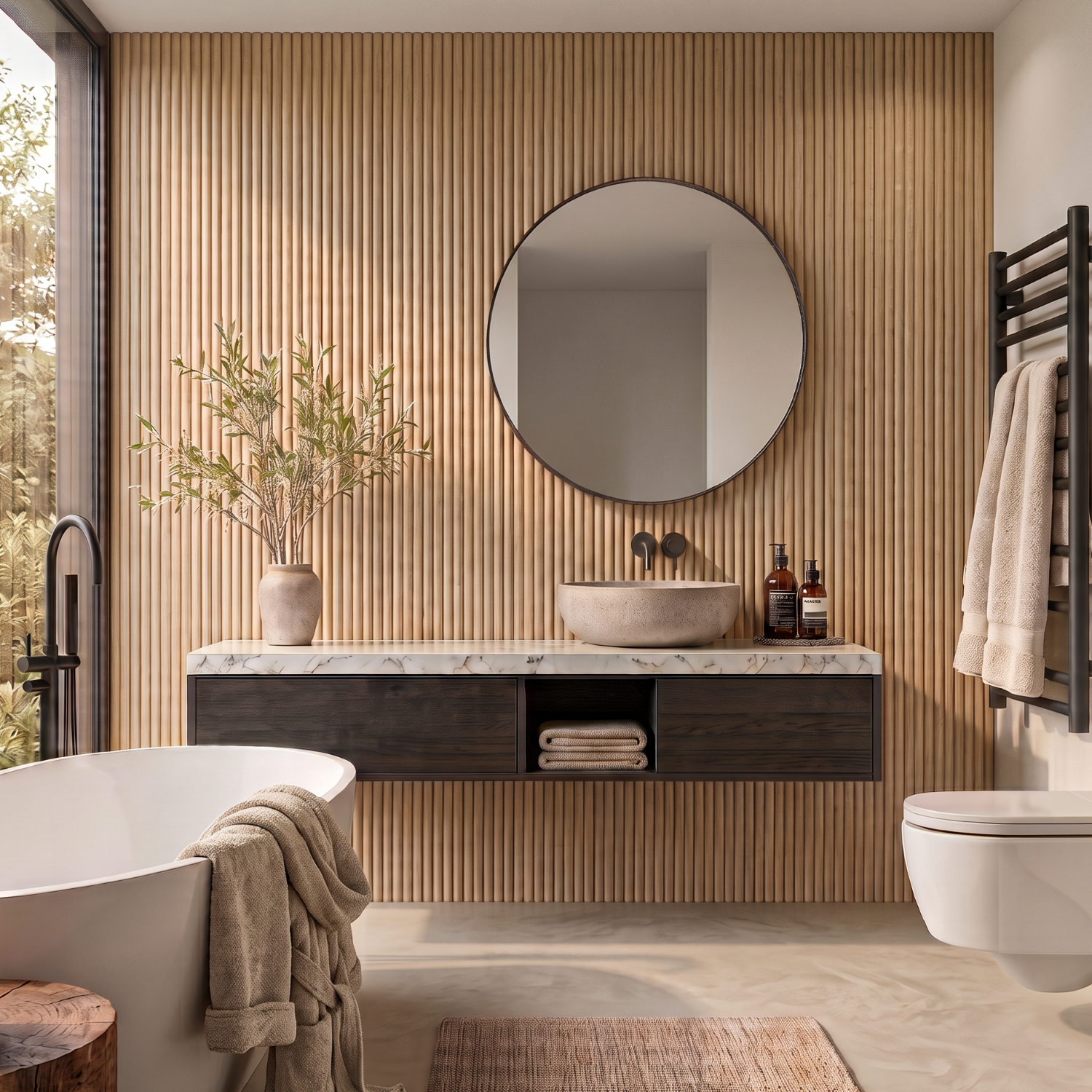 Reeded Waterproof Natural Oak Wall Panel