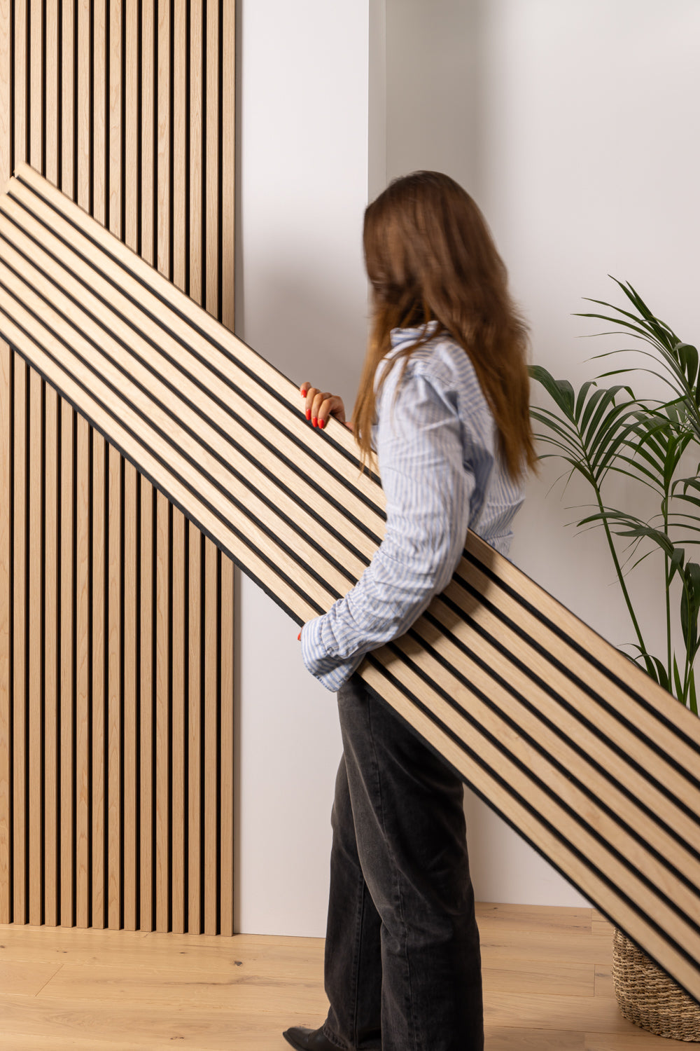 SlatWall Natural Oak & Black Acoustic Panel Naturewall