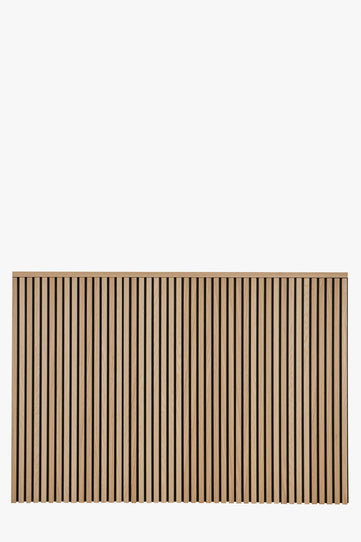 natural oak top trim on slatwall midi panels

