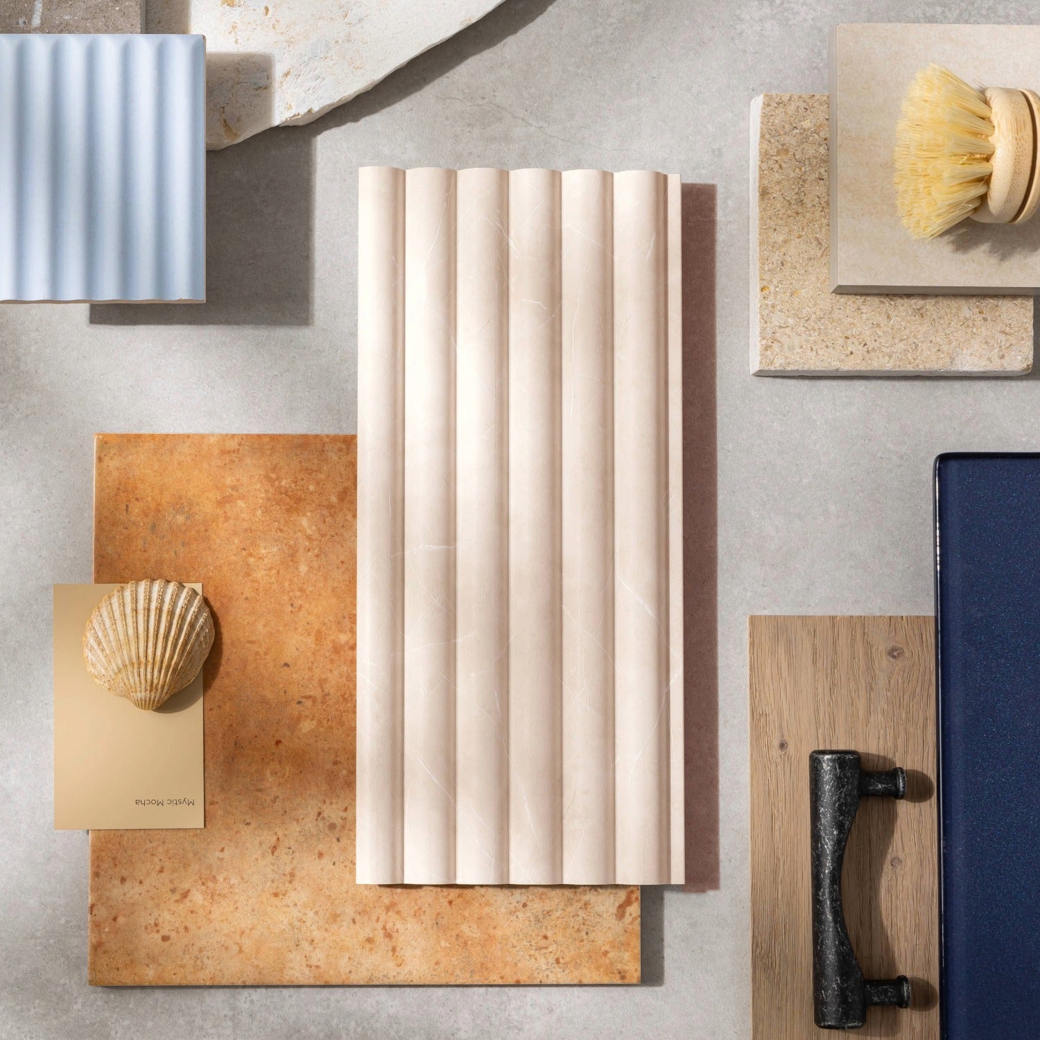 Reeded Waterproof Chalk Beige Marble Sample