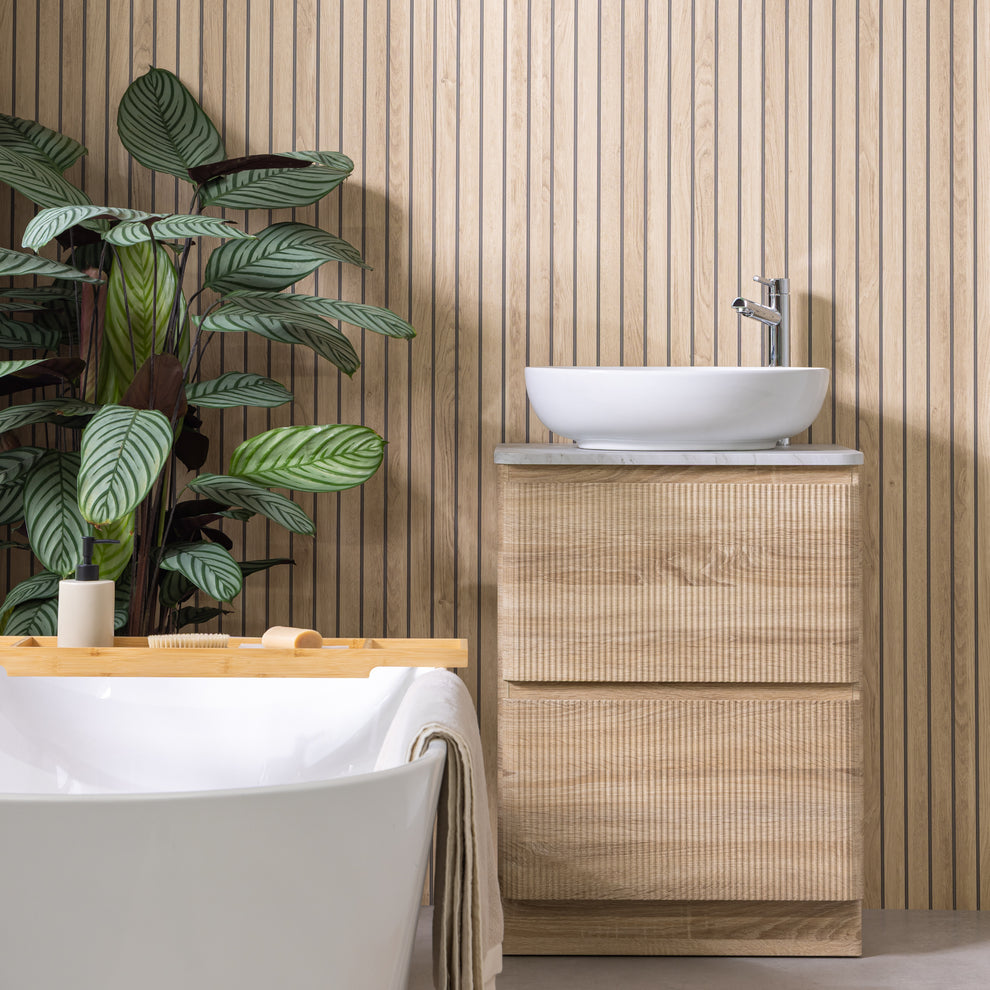 Sivara Oak Slatted Wood Effect PVC Waterproof Shower Panel | Naturewall