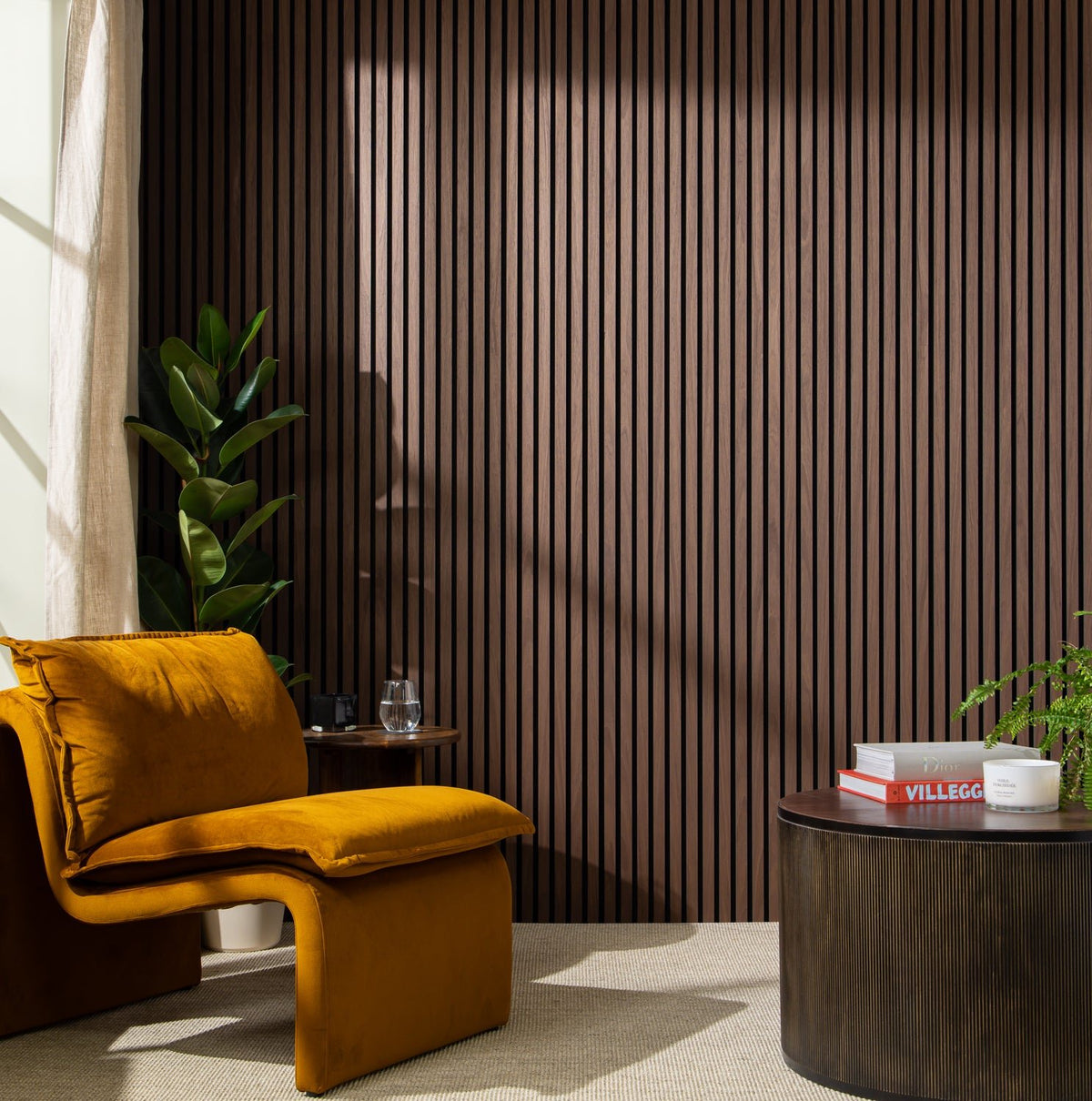 SlatWall Acoustic Black Walnut Panel | Naturewall