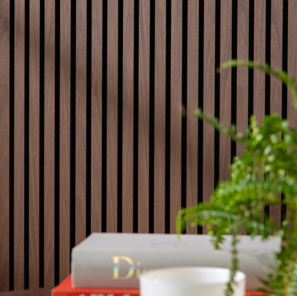 SlatWall Acoustic Black Walnut Panel | Naturewall