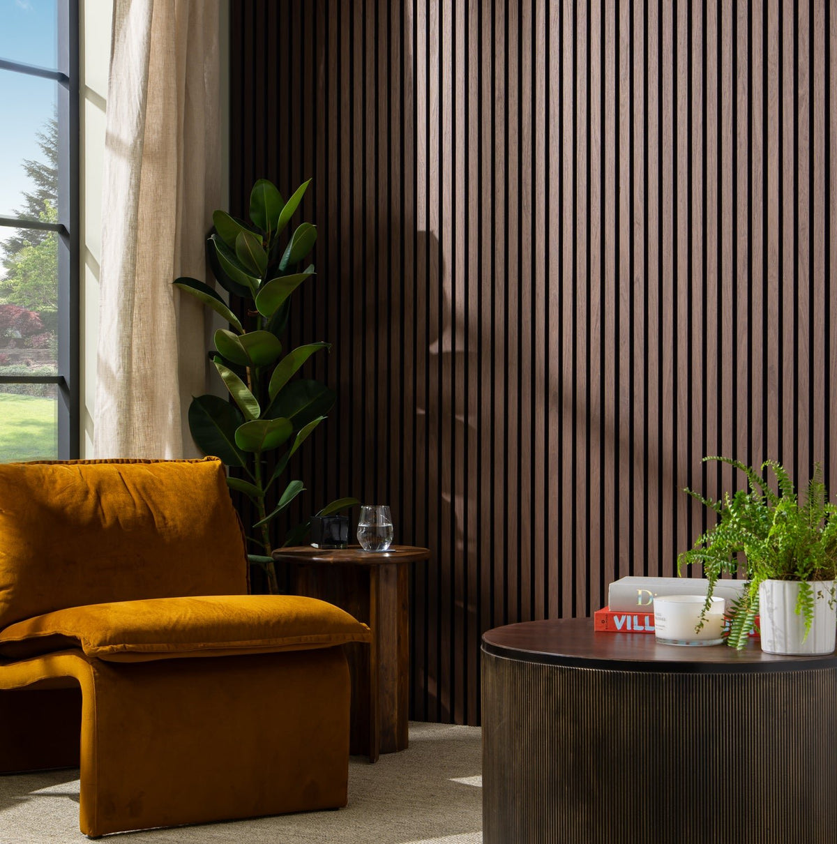 SlatWall Acoustic Black Walnut Panel | Naturewall