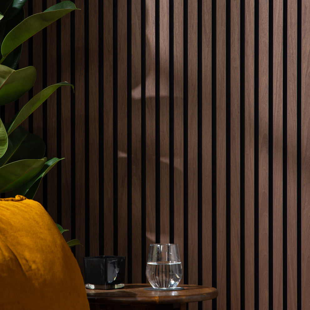 SlatWall Acoustic Black Walnut Panel | Naturewall