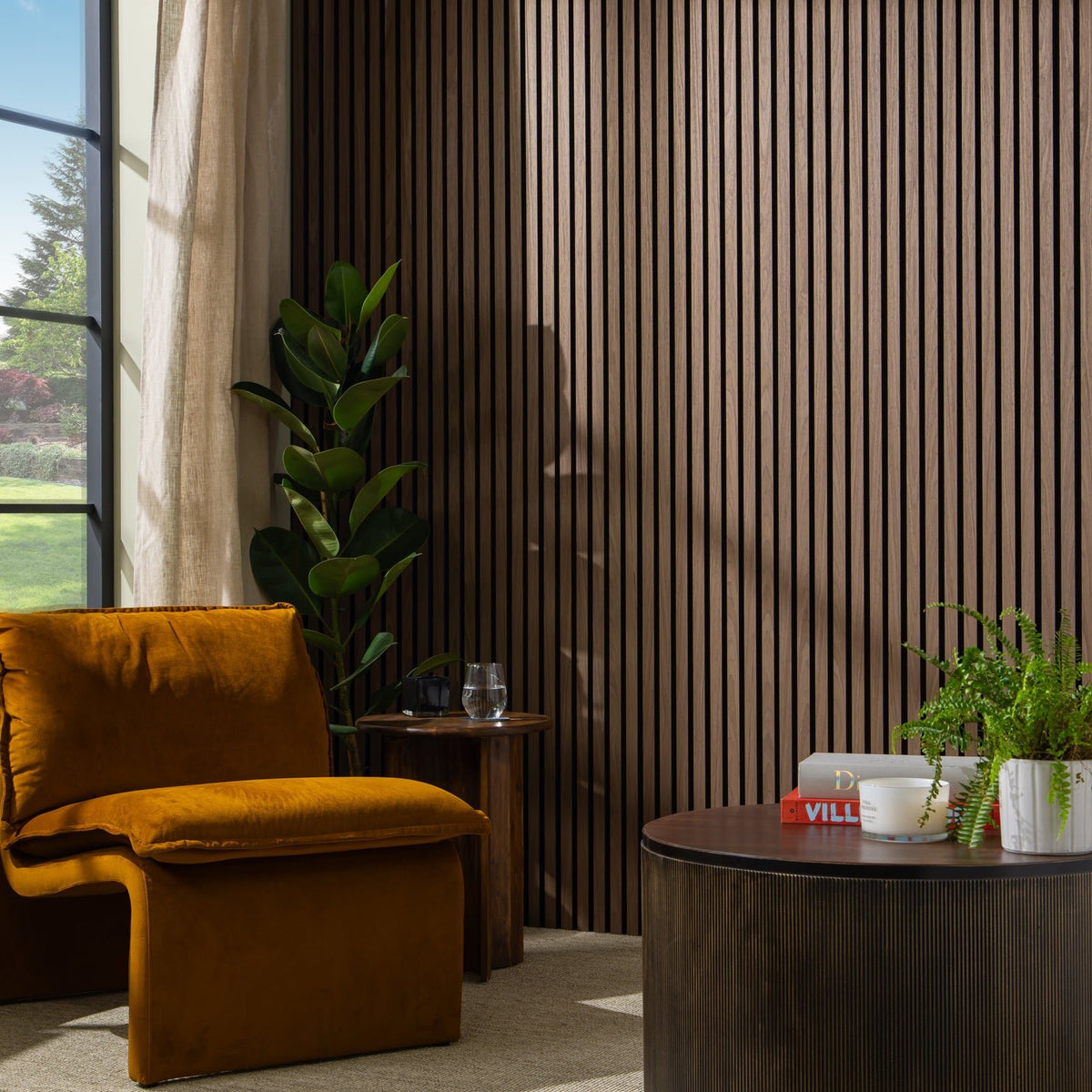 SlatWall Acoustic Dark Walnut Panel | Naturewall