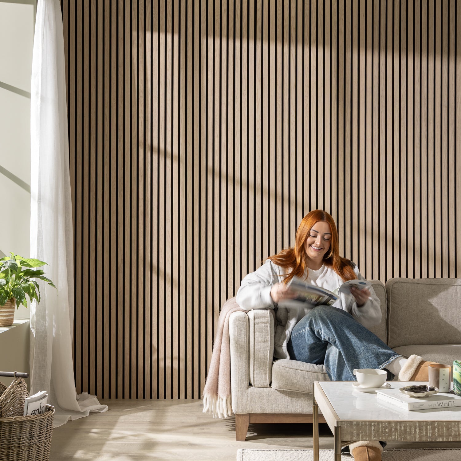 SlatWall Acoustic Washed Oak Panel