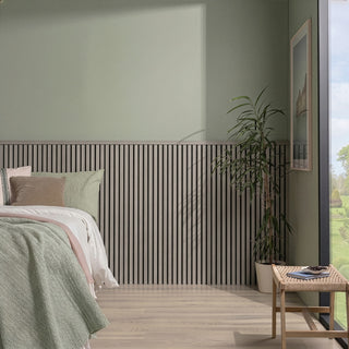 SlatWall Acoustic Half Height Grey Oak Slatted Wall Panel