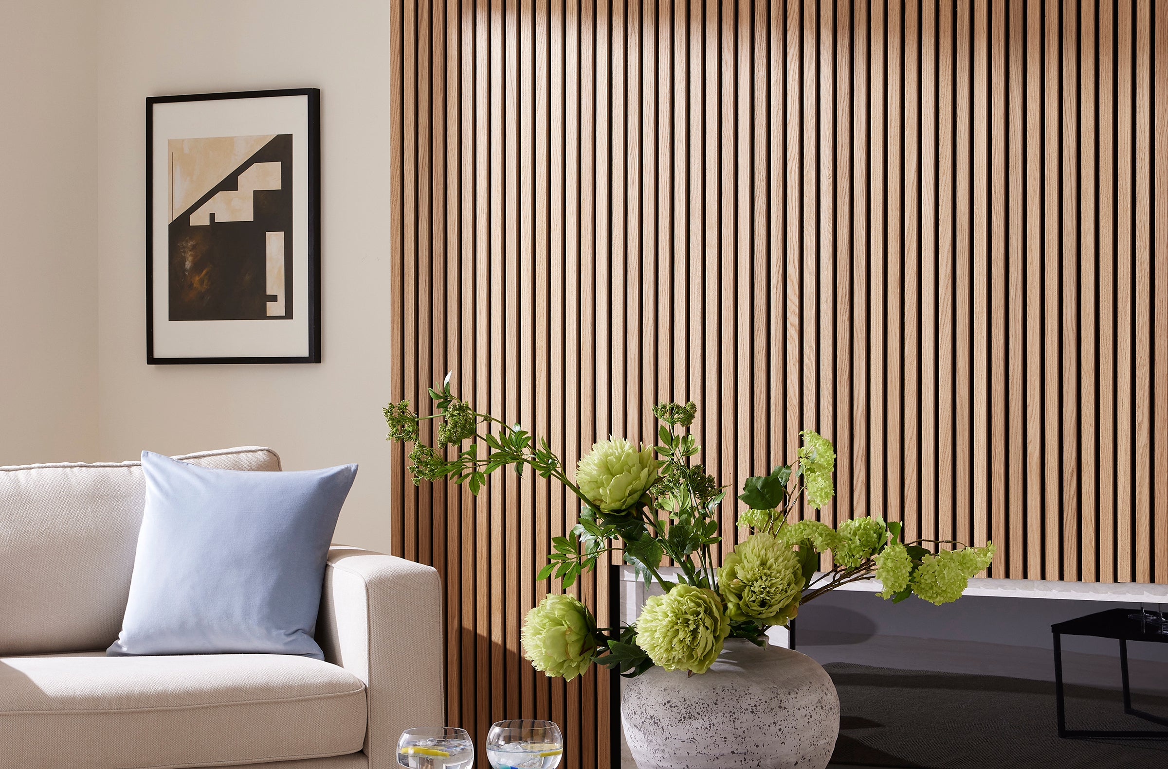 image to give an example of how an acoustic panel could look in a living room 