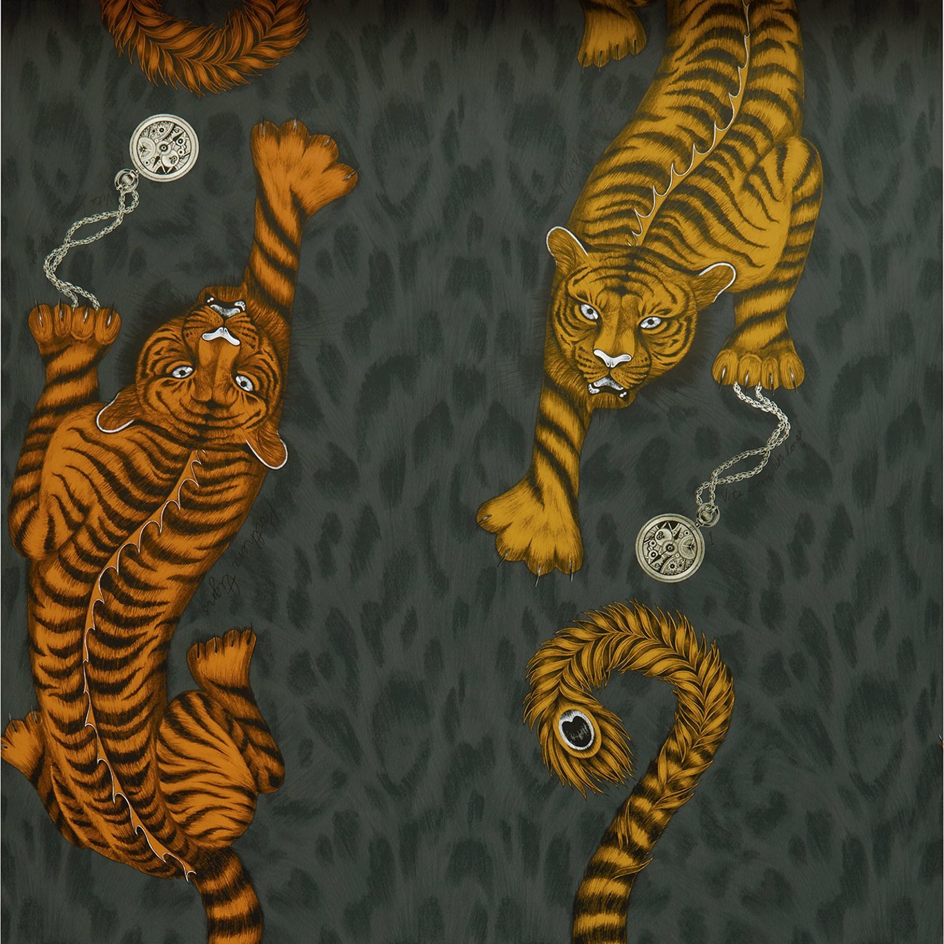 Clarke & Clarke Tigris Flame Orange Wallpaper