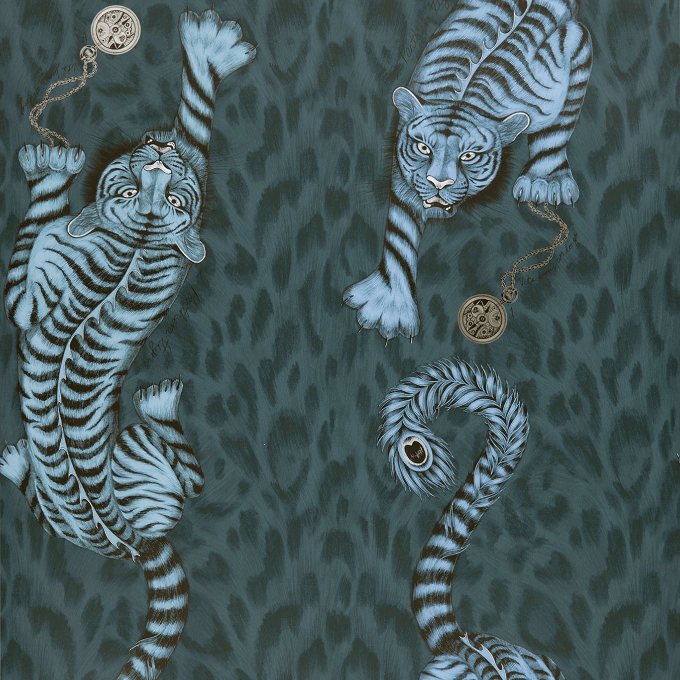 Clarke & Clarke Tigris Navy Blue Wallpaper