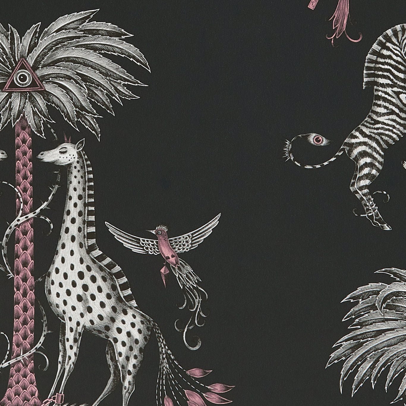 Clarke & Clarke Creatura Charcoal Grey Wallpaper