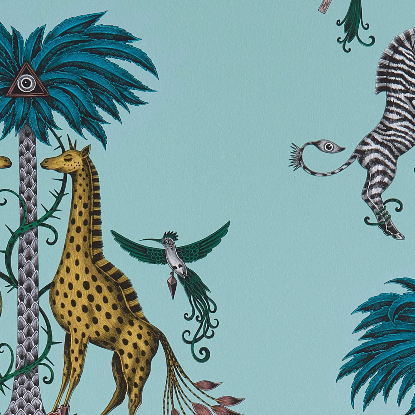 Clarke & Clarke Creatura Turquoise Blue Wallpaper