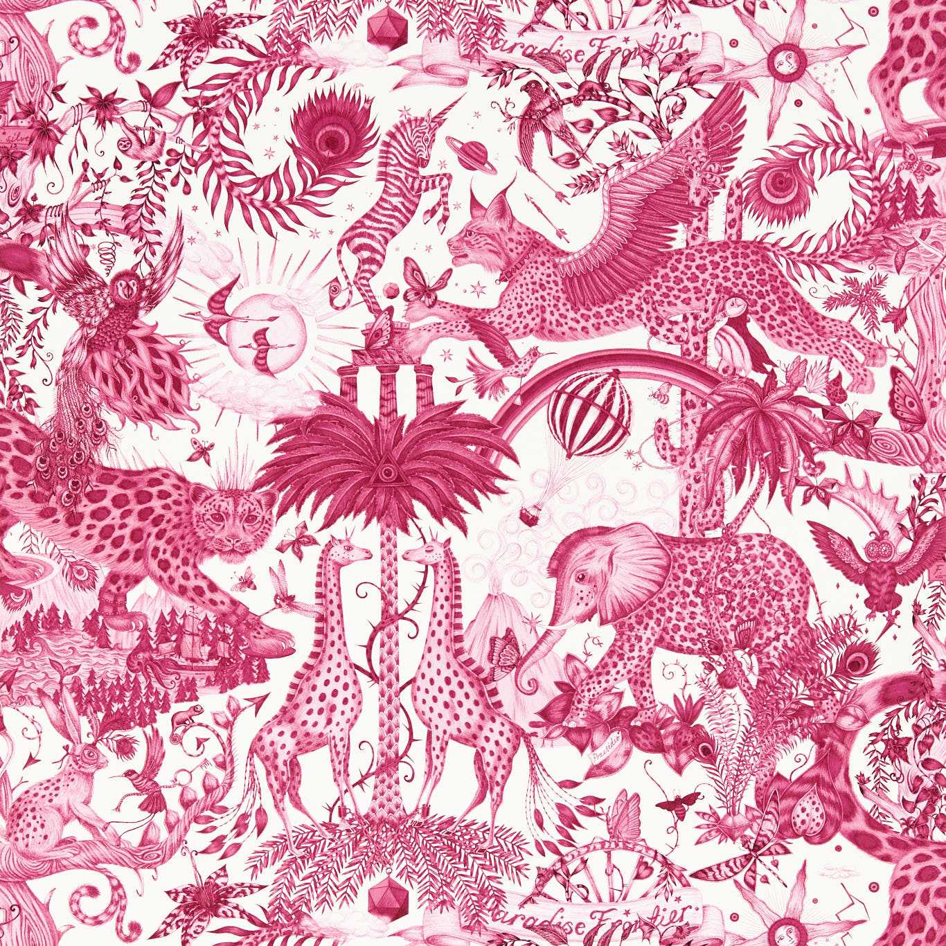 Clarke & Clarke Paradise Lost Berry Pink Wallpaper