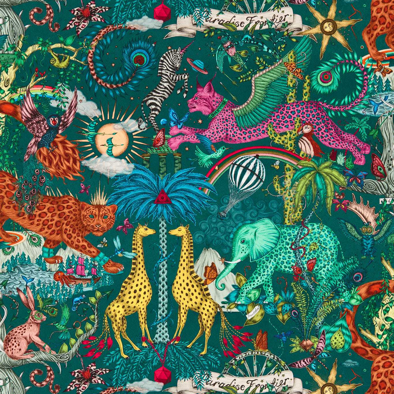 Clarke & Clarke Paradise Lost Teal Wallpaper