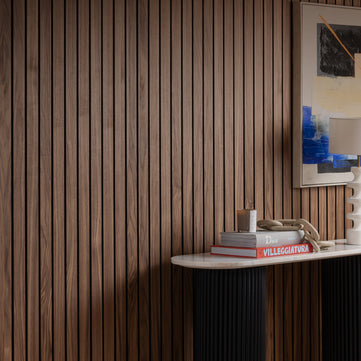 slatwall grand wall panels in hallway setting